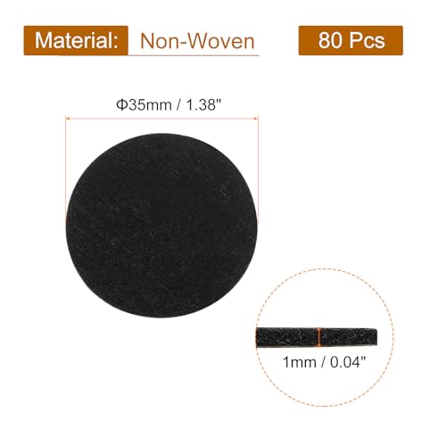 uxcell 80Pcs Round Black Non-Woven Felt Circles, 35mm (1-3/8") Self-Adhesive Felt Pads for Sewing, Crafts, DIY Projects - color: Black, size: 35mm