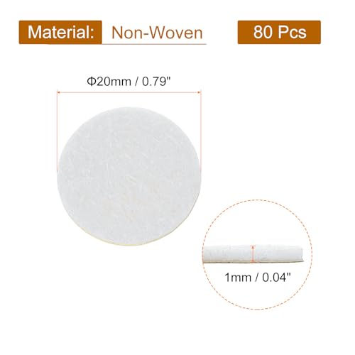 uxcell 80Pcs Round Felt Circles,20mm (3/4") White Non-Woven Fabric - color: White, size: 20mm