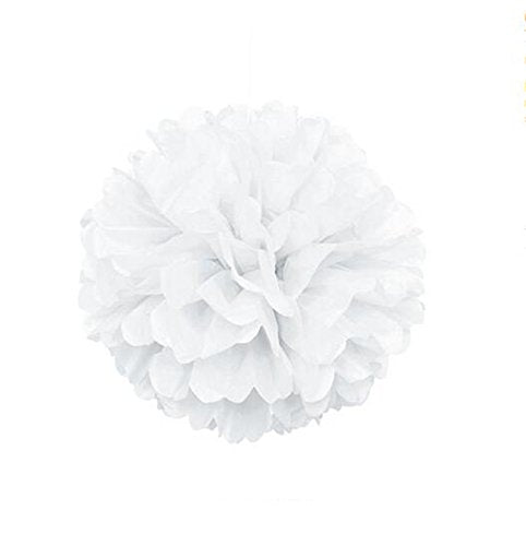 10pcs White Tissue Hanging Paper Pom-poms, Hmxpls Flower Ball Wedding Party Outdoor Decoration Premium Tissue Paper Pom Pom Flowers Craft Kit - color: White