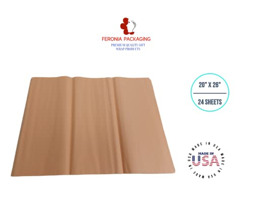 Tissue Paper Squares, Bulk 24 Sheets, Premium Gift Wrap and Art Supplies for Birthdays, Holidays, or Presents by Feronia packaging, Large 20 Inch x 26 Inch (Peach) - color: Peach