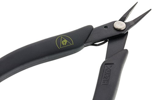 Xuron - 450SAS Tweezer Nose Pliers - Serrated, ESD Safe Grips - size: Serrated Static Control Grips