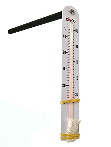 EISCO Sling Psychrometer Kit - Includes Dry Bulb & Wet Bulb Thermometers, Handle, Cloth Sleeve, Screw, Rubber Bands, Psychrometric Chart - Determine Relative Humidity & Dew Point (Pack of 2)
