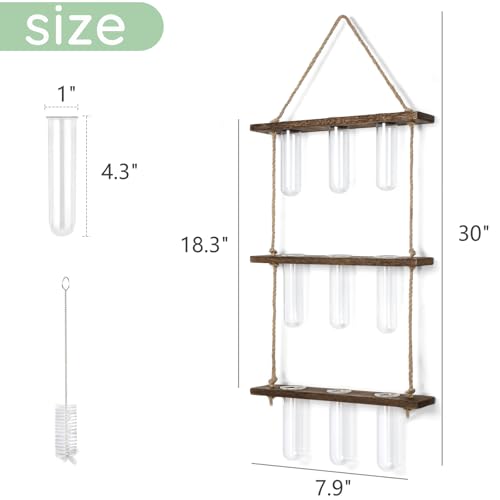 Mkono Plant Propagation Station, 3 Tier Small Brown Wall Hanging Vase Tubes - color: Brown, size: Small