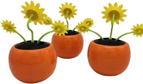 Yellow Solar Powered Dancing Flower, Decoration Gift, Swinging Dancer, No Battery Required, Sunflower Flower Solar Power Kits (Sun Flower)
