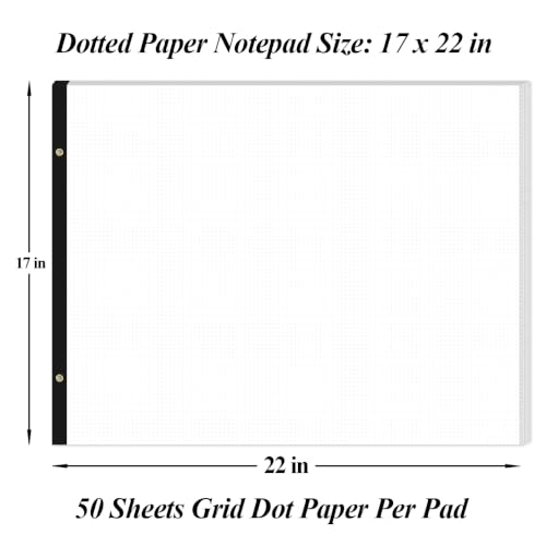 (2-Pack) Large Dotted Paper Notepad - 22" x 17" Grid Dot Paper, 100 Sheets/200 Pages, 100 Gsm White Paper Desk Pad for Office/School/Home - size: 2-Pack, style: Dotted