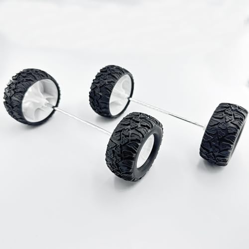 4PCS Toy Car Wheel Model Car Rubber Tire Wheels with Metal Shaft Round Rod Axles for RC Car Truck Robot DIY Model Toy Wheel Replace Parts (3x55mm) - style: 3x55mm