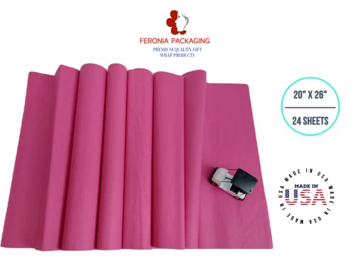 Cerise Pink Tissue Paper Squares, Bulk 24 Sheets, Premium Gift Wrap and Art Supplies for Birthdays, Holidays, or Presents by Feronia packaging, Large 20 Inch x 26 Inch - color: CerisePink
