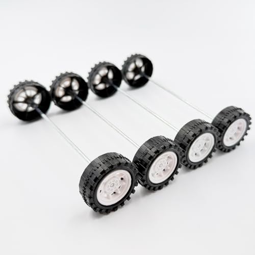 10PCS Toy Car Wheels 2mm Dia Shaft Plastic Car Wheels with 5PCS Shaft Round Rod Axles for RC Car Truck Robot DIY Model Toy Building Accessories (2x12x33mm White) - style: 2x12x33mm White