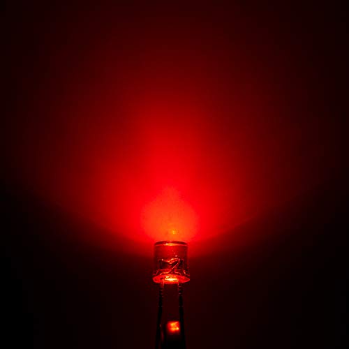 CHANZON 100 pcs 5mm Red Flat Top LED Diode Lights (DC 2V 20mA) - color: B) Red (100pcs)