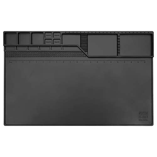 HengTianMei-203 Black Magnetic Repair Work Mat Heat Resistant Large Silicone Soldering Mat Expand Work Area for Soldering, Electronics, Computer Repair Etc 22" * 14" - size: HTM-203