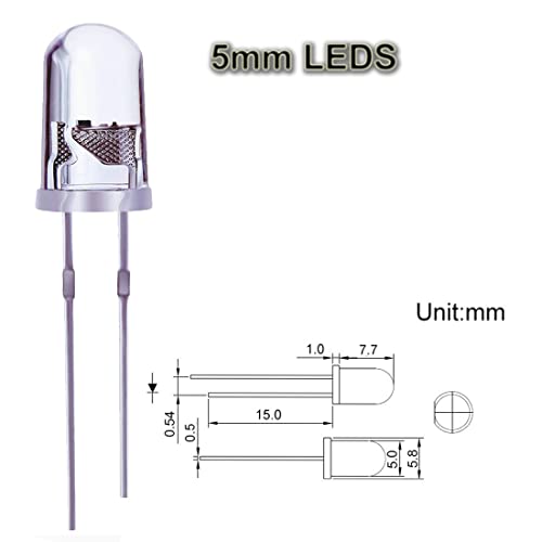 100PCS 5mm Pink LED Diode Lights Clear Emitting LEDs for High Intensity Super Bright Lighting Bulb Lamps Electronics Components Lamp Diodes - color: J)pink