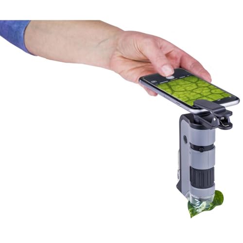 Carson MicroFlip 100x-250x, LED UV Pocket Microscope with Smartphone Clip, STEM Education (MP-250) - style: Single Pack