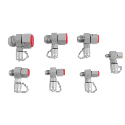 7Pcs JIC37 Hydraulic Swivel Run Tees Connector Tester Coupling Set, Hydraulic Pressure Test Fittings for Excavator Construction Machinery Hydraulic System