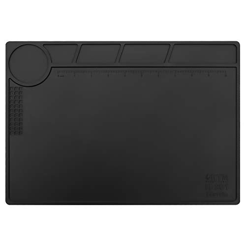 HTM-201 Black Silicone Repair Mat Heat Resistant Electronic Repair Mat for Soldering, Electronics, Computer Repair Etc - size: HTM-201