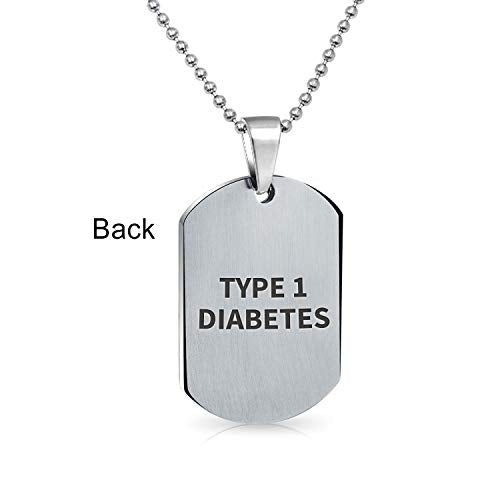 Medical Alert Identification ID Dog Tag Pendant Necklace Stainless Steel - style: Diabetes On Insulin Medium