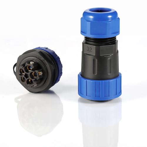 TY32 5 Pin Quick-Connect Plug & Socket, IP67 Dustproof, 30-Second Quick Wiring, for Wiring of Production Line Equipment - color: Back Nut, size: 5 Pin 45A