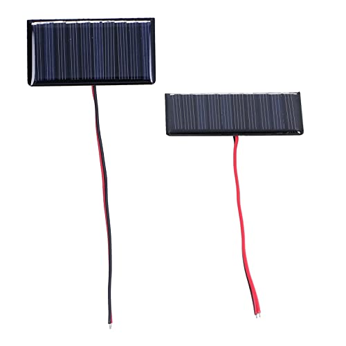 2PCS Mini Solar Panels, 0.3W 5V 60mA Small Solar Panel, Solars Cells with Wiresfor, 60 * 55mm Solars Panel Kit, for Light Water Pump Toy