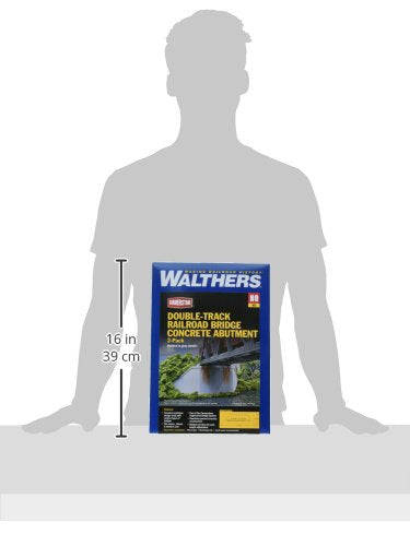 Walthers Cornerstone Double-Track Railroad Bridge Concrete Abutment pkg(2) 933-4553 HO Scale Model Railroad - Structure Kit - style: Double-Track Railroad Bridge Concrete Abutment pkg(2)