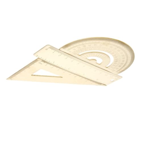 Utoolmart Brass Ruler Set: Triangle, 180 Degrees Protractor, 12cm / 4.7-inch Straight Measuring Tool for Drafting, Drawing, Learning Math, Geometry - size: 1set