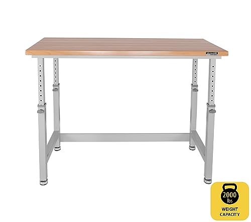 Seville Classics UltraHD Heavy Duty Workbench Table w/Solid Wood Top, 1000 lbs. Weight Capacity Workstation for Garage, Warehouse, Workshop, Granite, 60" W x 24" D x 28.5" to 42" H Desktop - color: Granite, size: 60" W x 24" D x 28.5" to 42" H Desktop