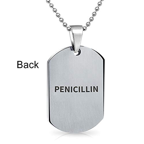 Medical Alert Identification ID Dog Tag Pendant Necklace Stainless Steel - style: Penicillin Large