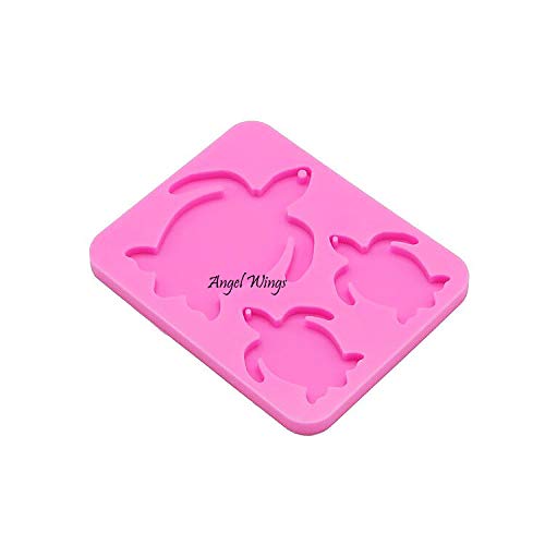 Angel Wings Super Shiny Turtle Family Keychains Mold Cute Tortoise Shape Jewelry Making Epoxy Key Chain Silicone Mold Polymer Clay DIY Tools