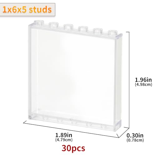 Panel 1x6x5 Bulk Pack 30 Pieces Wall Element Kit Window Flat Plates - color: Clear