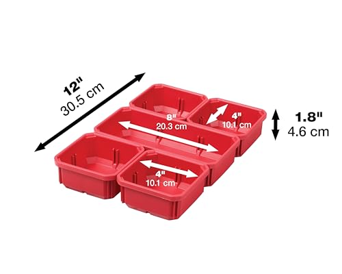 Milwaukee 5 Piece Bin Kit For Low Profile Packout Low Profile Organizers 48-22-8431 and 48-22-8436 Includes Interior divider