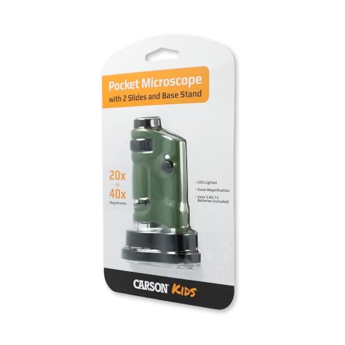 Carson MicroBrite 20x-40x Zoom LED Lighted Pocket Microscope (MM-24) - size: Single Pack
