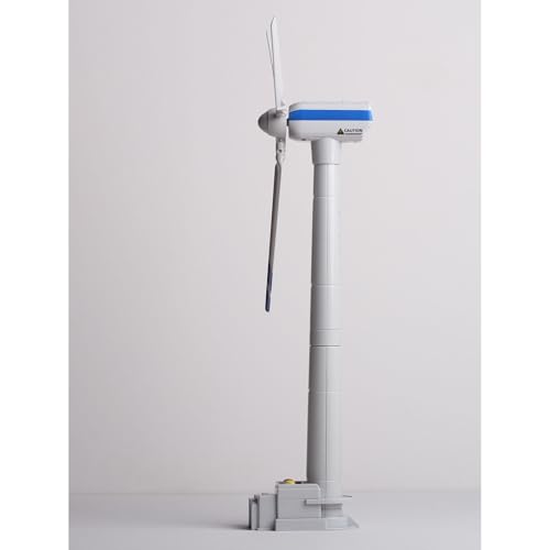 Educational Wind Turbine Model Kit, 21.7 inch Height, DIY Assembly with Worker Figures, White and Blue