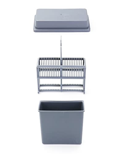 QWORK Microscope Slides Staining Jar and Rack, 24-Slots, 4 Pack, Grey, WD30029