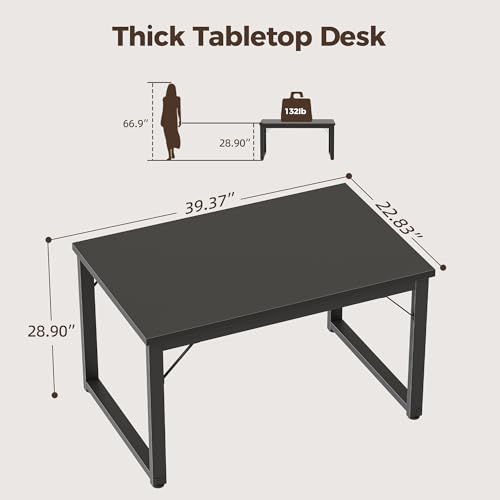 Mericonia 40 Inch Computer Desk, 1" Thick Small Office Table, Black - color: Black, size: 40",1"T