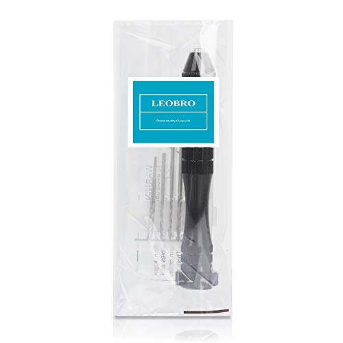 LEOBRO Hand Drill for Resin Molds, 12 cm Black Pin Vise with 10 PCS Steel Drill Bits (0.8-3mm), for Drilling Holes in Epoxy Resin, Polymer Clay, Wood, Making Jewelry Keychain Pendant - color: B-black