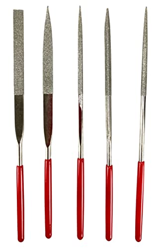 5.5" (140mm) Diamond Needle File Set | Versatile Shapes | Perfect for Lapidary, Jewelry & Metalwork | PVC-Coated Grip | - size: 5.5" (5 Piece)