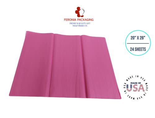 Cerise Pink Tissue Paper Squares, Bulk 24 Sheets, Premium Gift Wrap and Art Supplies for Birthdays, Holidays, or Presents by Feronia packaging, Large 20 Inch x 26 Inch - color: CerisePink