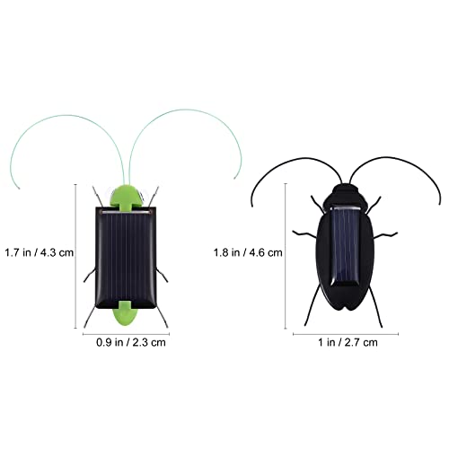 2Pcs Solar Powered Insect Toys, Educational Fake Roaches Grasshopper Insect Moving Toys Teaching Toys for Kids Birthday, Christmas, Halloween, Party Favor - size: 5.5 x 2.16 x 0.39 inches