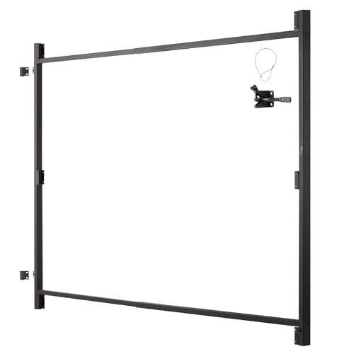 VEVOR Gate Building Kit, Fits 60 to 96 in Wide Openings, Up from 6 to 7 ft High Fence, Adjustable Gate Building Kit, Anti Sag Full Gate Frame Kit with Latch Lock, Screw, for Wooden Fence, Iron, Black - size: 60"-96" wide openings, 6'-7' high