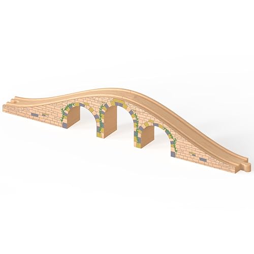 Orbrium Solid Wood 6 Arches Viaduct Bridge for Wooden Railway Track Compatible with Thomas Trains Brio IKEA Mellisa and Doug Wooden Train Accessories Toddler Kids Age 3-8