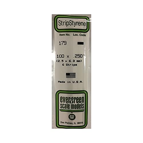 Evergreen Scale Models Strip .100 x .250 6 EVG179 Plastic Building Supplies