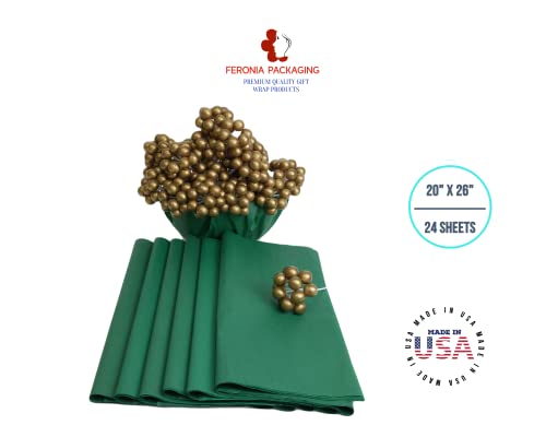 Holiday Green Tissue Paper Squares, Bulk 24 Sheets, Premium Gift Wrap and Art Supplies for Birthdays, Holidays, or Presents by Feronia packaging, Large 20 Inch x 26 Inch - color: HolidayGreen