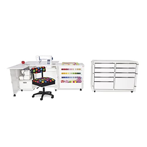 Arrow K7911 Dingo Kangaroo 9 Drawer Storage Cabinet for Sewing and Crafts, Portable with Wheels, White Ash Finish