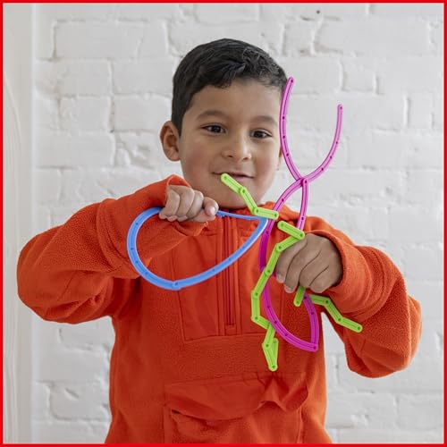 edxeducation Junior GeoStix - In Home Learning Toy for Early Math and Creativity - 200 Multicolored Construction Sticks - 30 Double-Sided Activity Cards - Geometric Manipulative