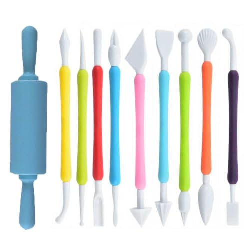 Langqun 10 Pcs Air Dry Clay Tools for Kids and Adults,Polymer Clay Tools,Pottery Tools Kit,Sculpting and Modeling