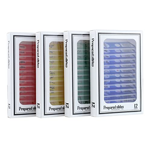 48 PCS Prepared Microscope Slides Set Insects Animals Flowers Plants Plastic Sample Specimens for Students Education