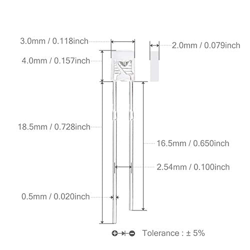 CHANZON 100 pcs 2x3x4 Red LED Diode Lights 234 (DC 2V 20mA) - color: B) Red (100pcs)
