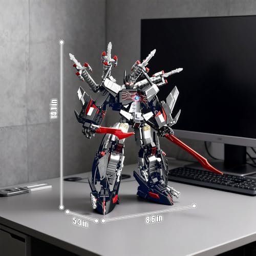 HIGH GODO Dark Defense Mech Robot Transforming Building Blocks Set for Adults,City Warrior Justice Hero Soldier Mech Model Building Kit, Cool Creative Robots Toys Gift for Teens, 1013 Pieces - style: Dark Defense Mech