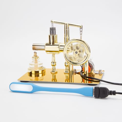 Hot Air Stirling Engine Model Kit, DIY Assembly Metal Balance Single-Cylinder Stirling Engine Kit with USB Light, Sterling Engines Building Set, Christmas Birthday Gift - style: Type 3
