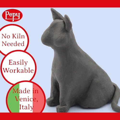Pepy Premium European Air Dry Modeling Clay Black 2.2 lb Bar, Easy to Use Air-Hardening Clay for Classroom and Montessori Sculpting and Crafts Projects - color: Black, size: 2.2 Lbs