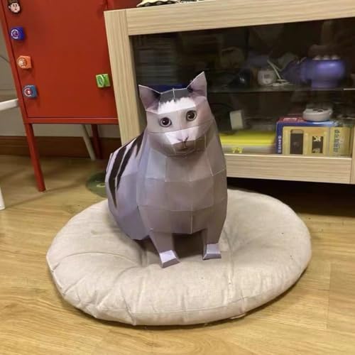 HELAIMAY 3D Cat Meme Paper Sculpture - color: Huh cat