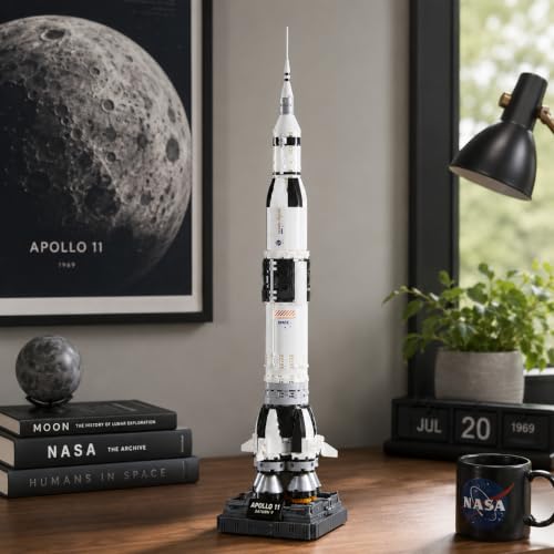 Saturn V Space Rocket and Vehicles Building Blocks Set,613 Precision Space Shuttle Building Block Toys Gifts for Adults - style: space rocket